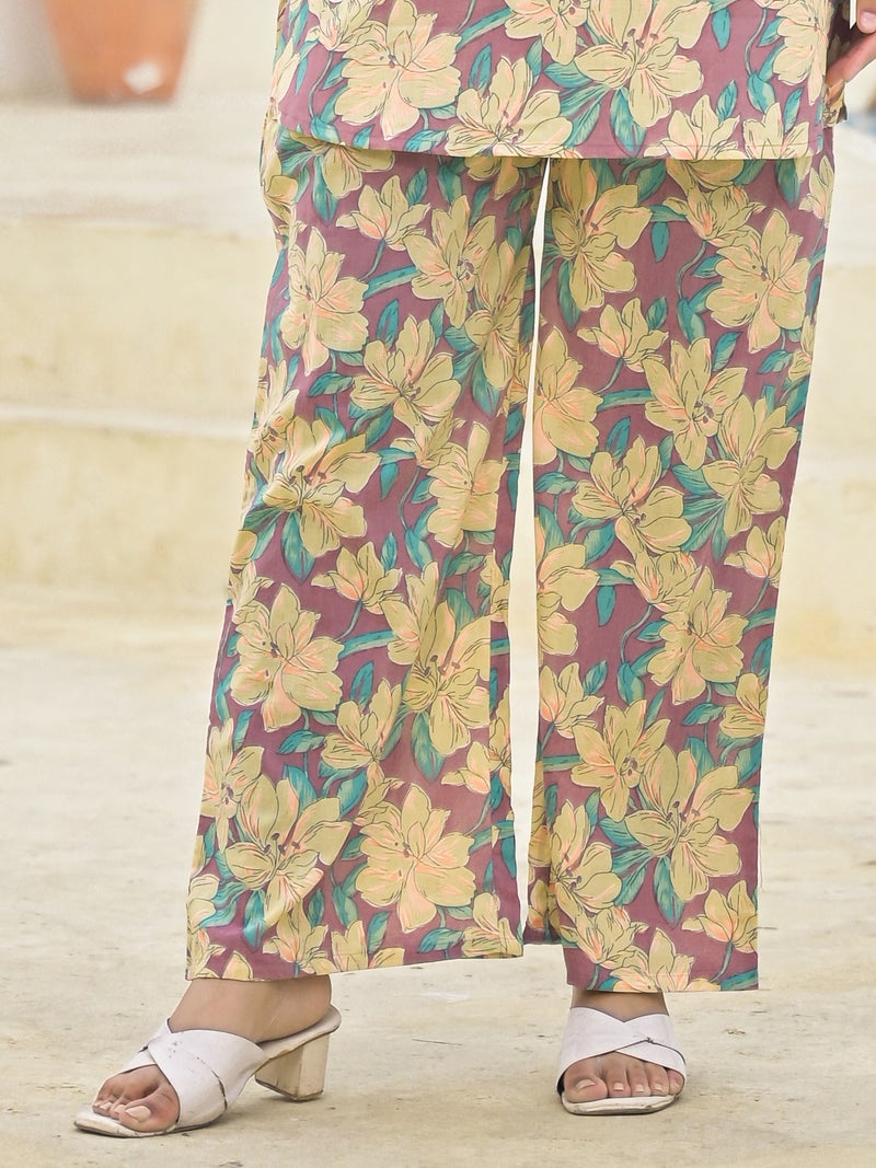 Shifory Purple Cotton Kurti Palazzo Set for Women - Image 3